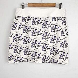 Annika Cutter & Buck Women’s White Skort Geometric Grey Purple Print Size L